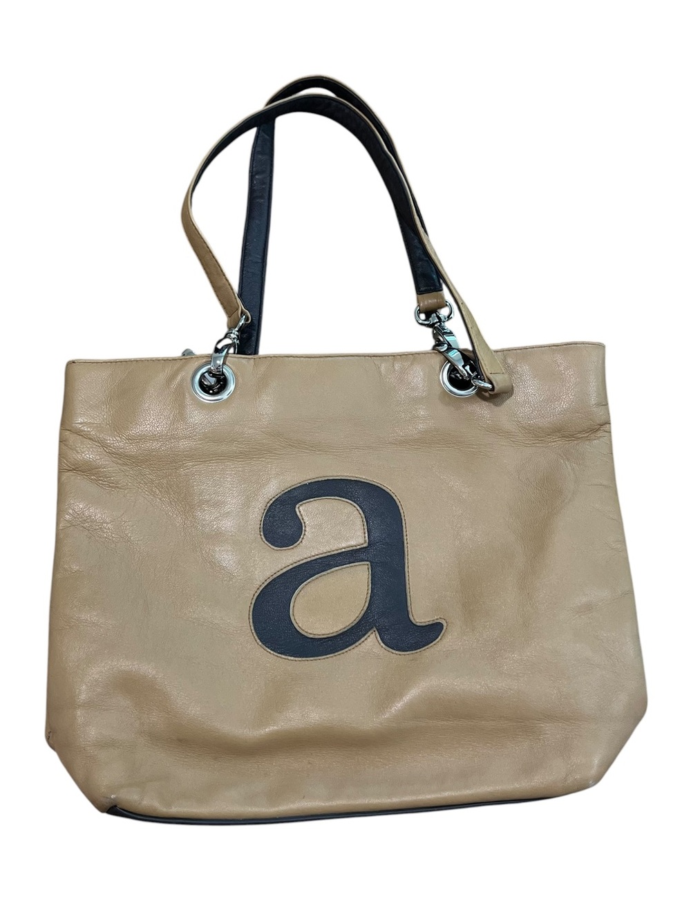 Paradox Initial “A” Y2K Faux Leather Shoulder Tote 90s Brown